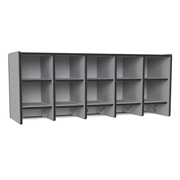 Rainbow Accents 10 Section Wall Mount Coat Locker, without Trays, Black